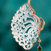 Hand-Carved Natural White Burmese Jadeite Necklace